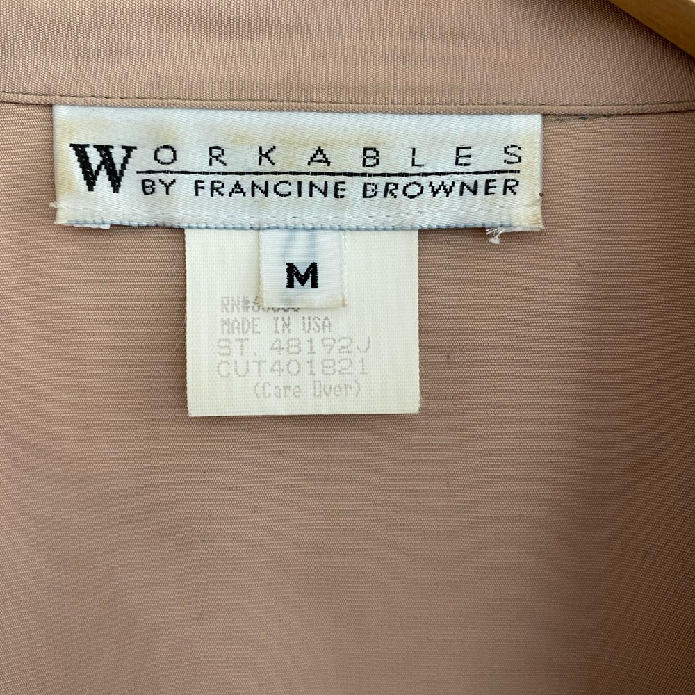 90s Vintage Dusty Rose Taupe Blouse- M - Picture 7 of 9